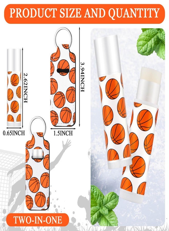 Swiffen 18 Sets Basketball Party Favors Lip Balm and Holder Keychain Bulk Basketball Senior Night Party Supplies Natural Moisturizing Lip Balm Keychains Pouch for Sports Fans Team Gifts - Image 5